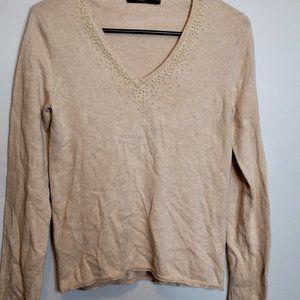 G2000 Woman Sweater Viscose Blend Cream Pearl Beads Hand Wash Small